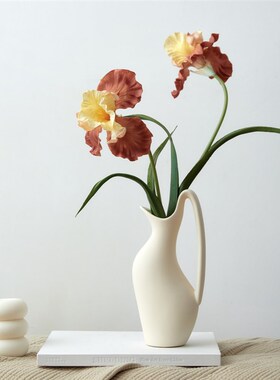 手感仿真花e油画鸢尾花餐桌摆件家居装饰蓝紫色爱丽丝假花绢花插