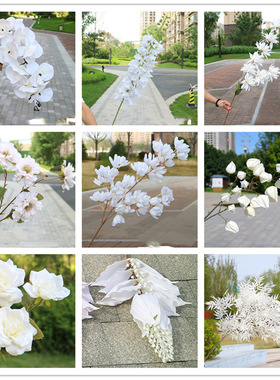 白色系仿真花 晶品款2组 梦幻纯洁婚礼堂插花 主题派对