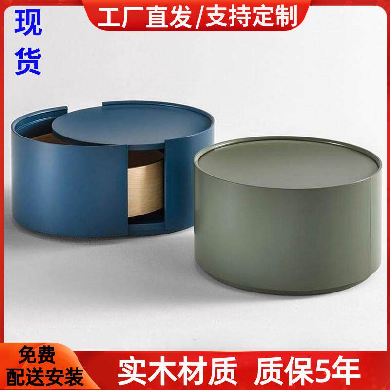北欧烤漆床头柜卧室实木圆形抽屉柜现代简约床边收纳储物柜整装
