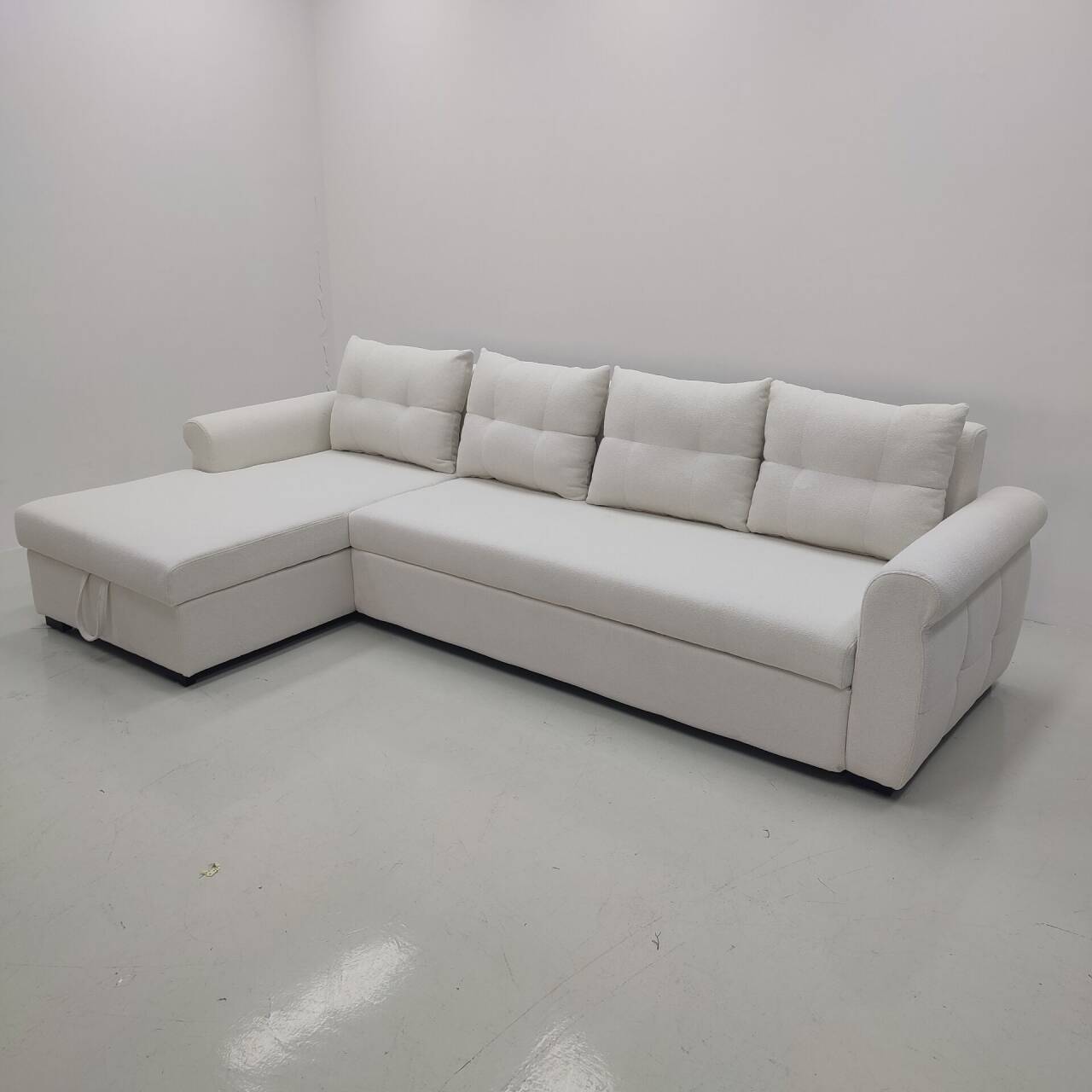 现代简约多功能奶油风沙发床可储物中小户型L型转角客厅两用沙发