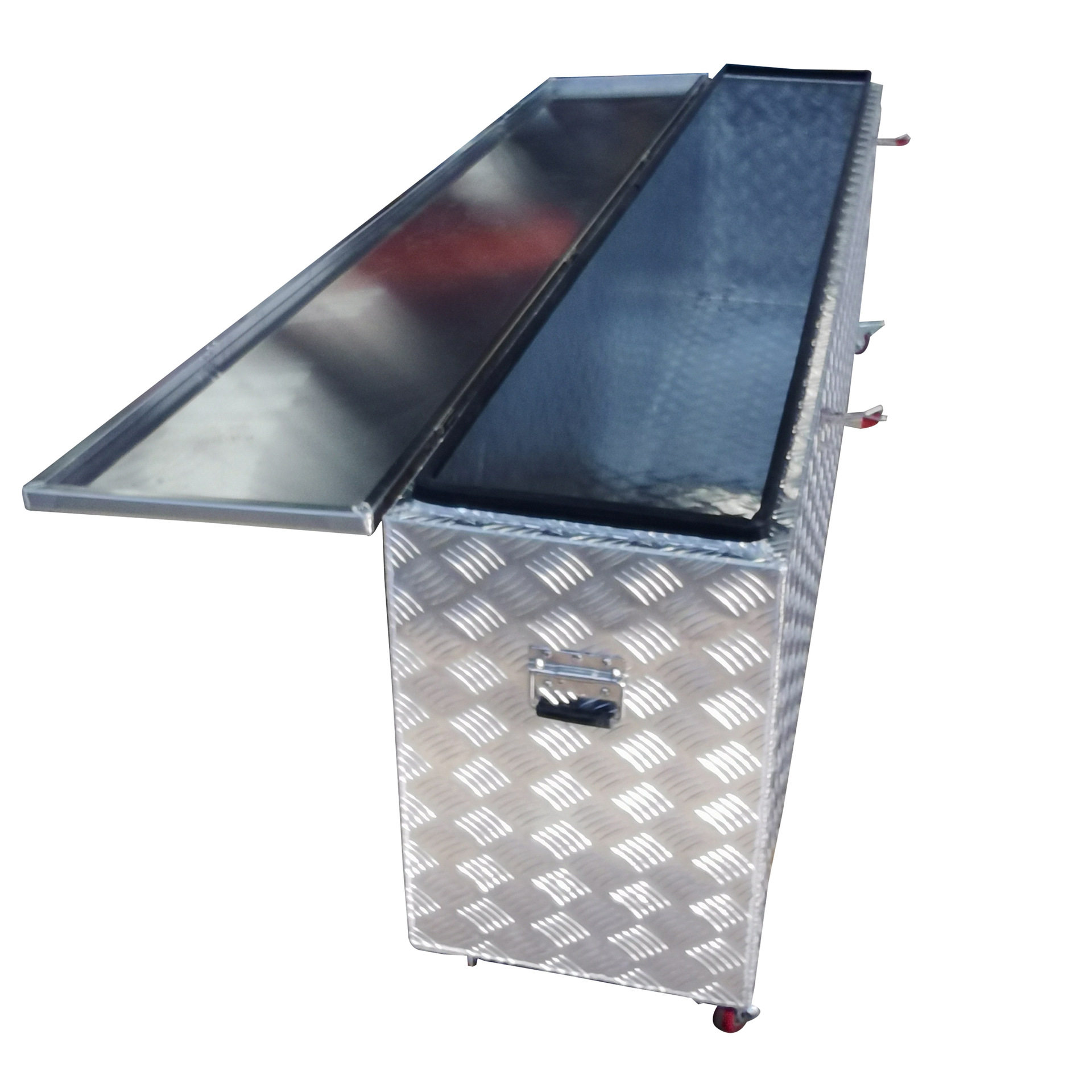 铝合金带锁车载工具箱 带轮子的铝制拖车工具箱