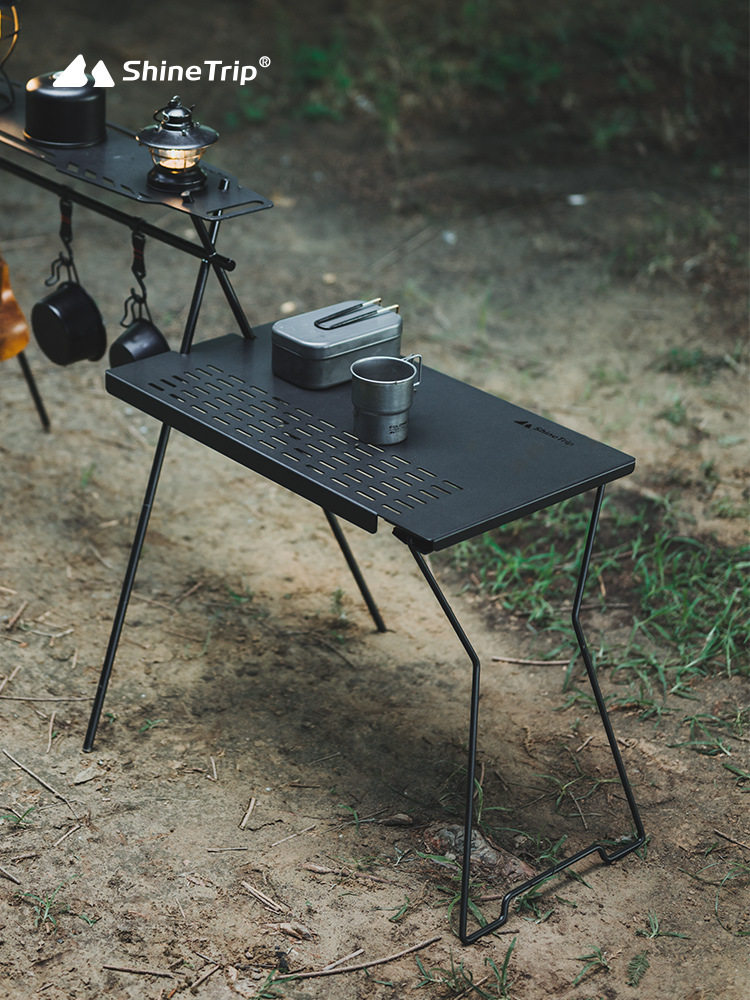 山趣户外便携式置物架侧边桌可折叠露营野营铁网桌自由组合扩展板