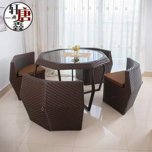 户外藤编桌椅组合北欧庭院阳台休闲桌椅酒店室外露天简约藤艺家具