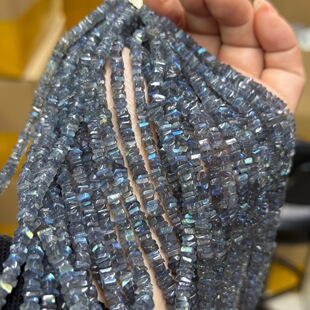 4*2毫米天然闪光石方片Labradorite灰月光石隔片拉长石碟珠散珠