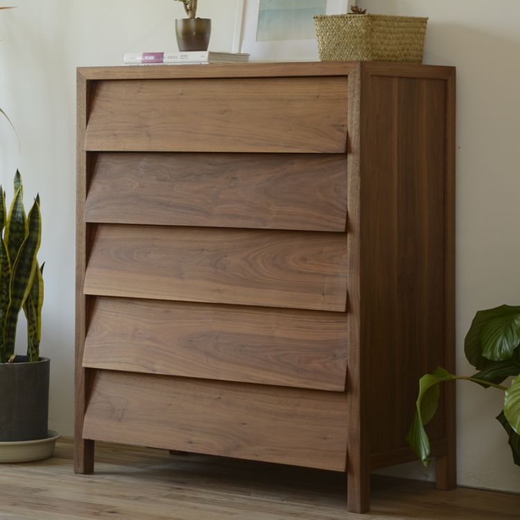 北欧黑胡桃木斜面五斗柜储物柜客厅卧室收纳柜多功能抽屉柜立柜