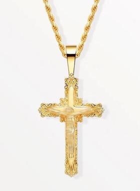 花朵浮雕吊坠 欧美潮流嘻哈饰品镀金项链时尚百搭流行高级感礼物