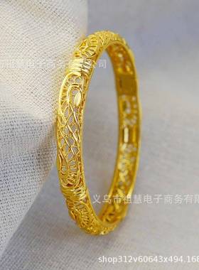 中东迪拜金色女式手镯新娘婚礼埃塞俄比亚手镯非洲手镯阿拉伯珠宝