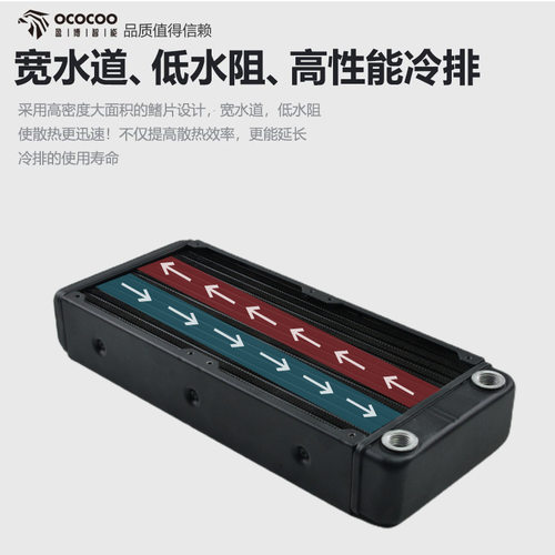 盈博AD系列 45MM加厚铝排水冷散热排120 240 360双层水道水冷排