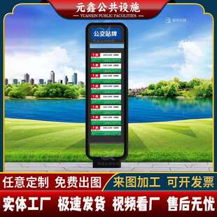 公交站电子站牌户外道路发光不锈钢双面可开启立式滚动路名牌灯箱