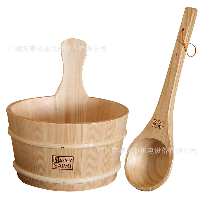 SAWO西活 桑拿房木桶木勺 桑拿配件 干蒸房洒水木桶