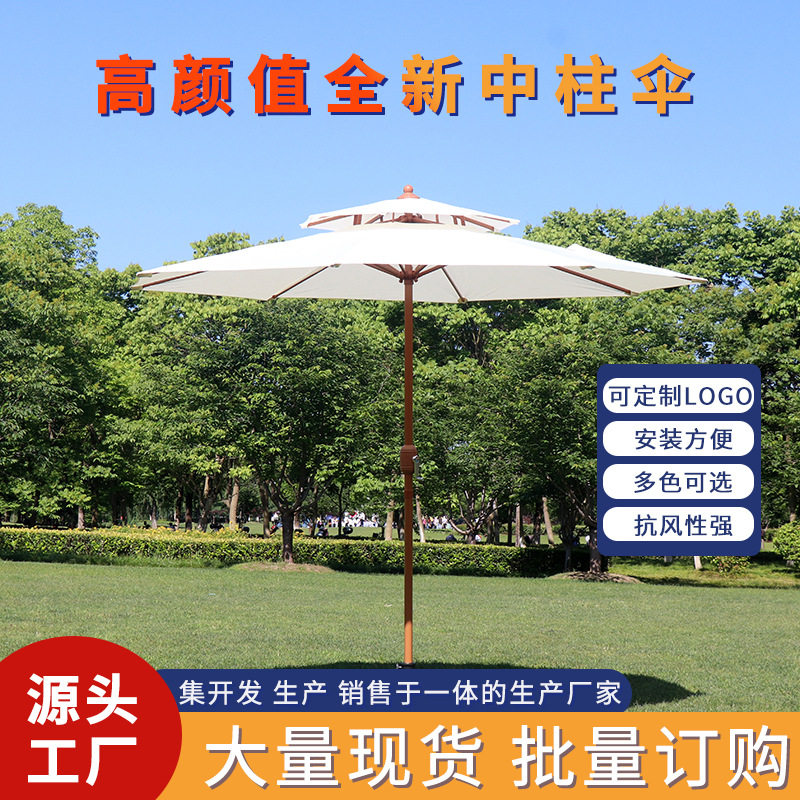 户外伞遮阳伞庭院民宿太阳伞室外商用网红仿古伞沙滩伞伸缩中柱伞图片