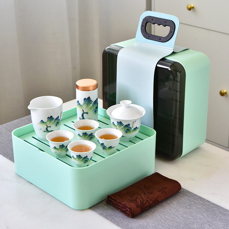 创意陶瓷高白瓷便携式户外旅行茶具套装商务银行公司节庆活动礼品