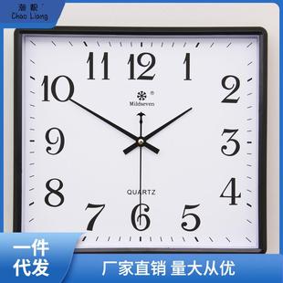 方形简约现代大挂钟客厅静音钟表家用个性 创意时尚 艺术挂表石 包邮