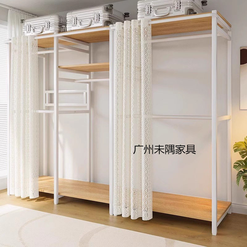 简易衣柜卧室家用衣帽间架子转角衣橱结实耐用开放式组装金属衣柜