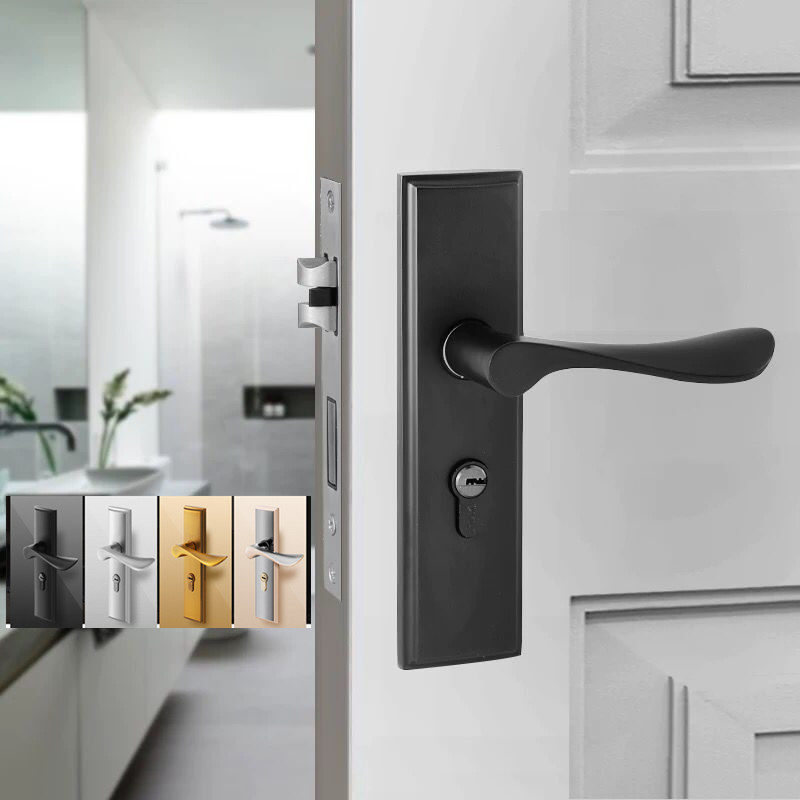 房门锁具通用门锁黑色室内卧室木门卫生间厕所把手静音家用执手锁