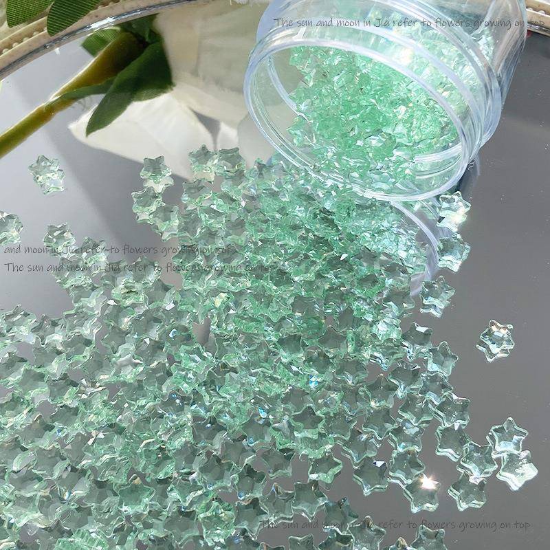 树脂冰透平底五角星美甲饰品混装百搭手工穿戴甲材料包美甲钻