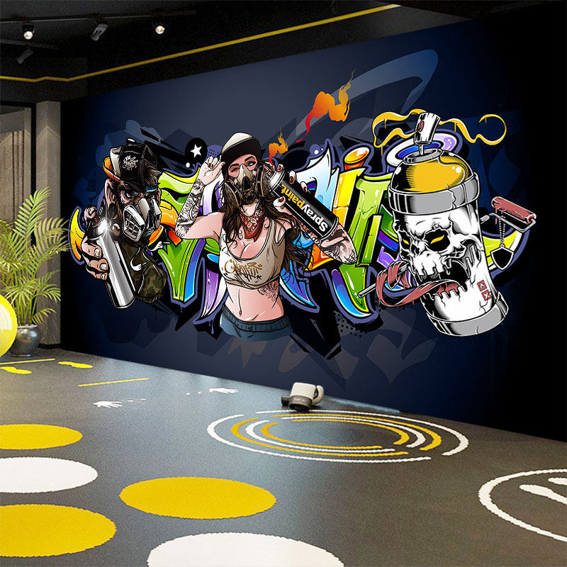 涂鸦壁纸潮牌服装店舞蹈室嘻哈街舞墙纸健身房俱乐部个性定制壁画,家装主材,定制壁画,淘宝优惠券,粉丝福利购,淘宝优惠卷