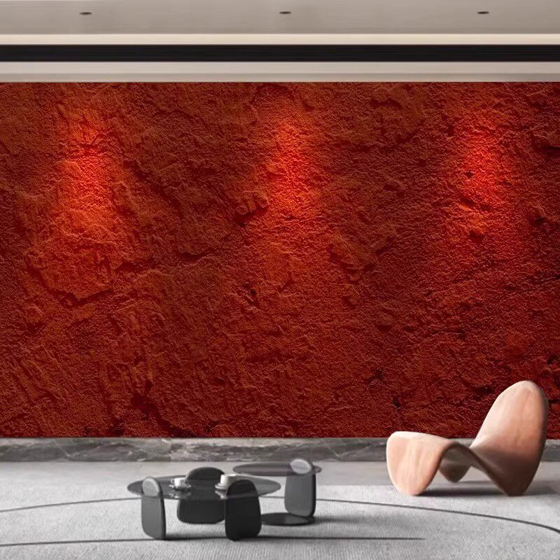 斑驳复古红水泥墙壁纸轻奢工业风酒吧咖啡店电视沙发背景素色墙纸