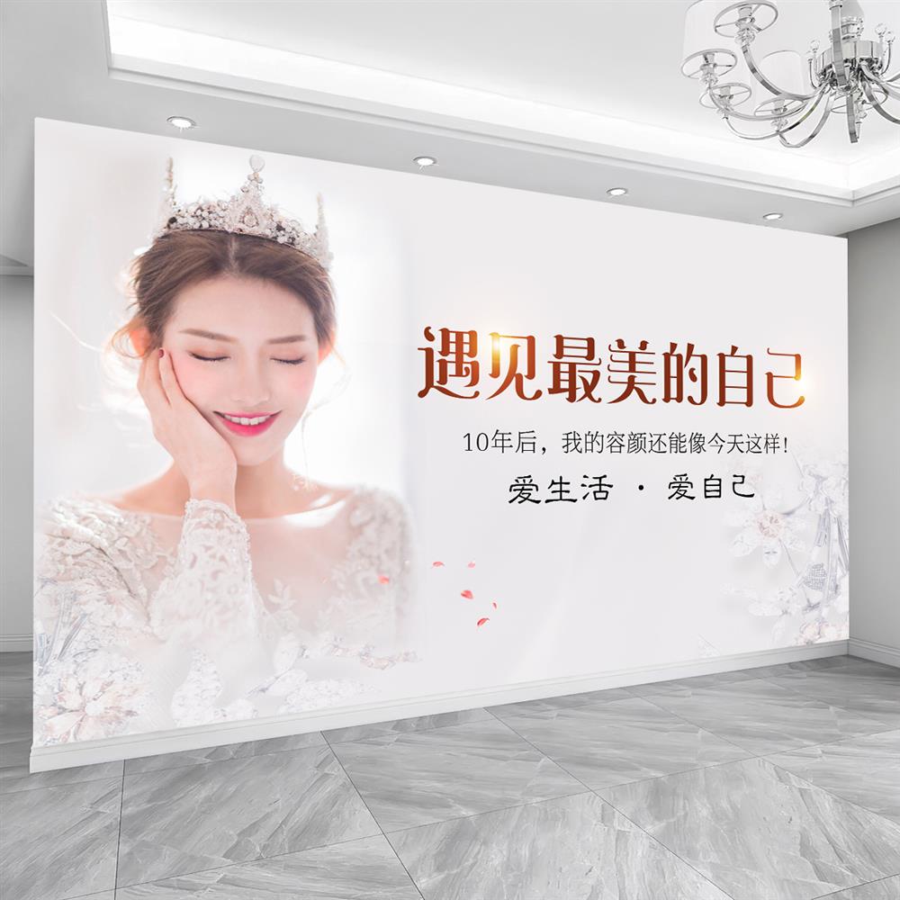 美容院前台装修壁纸养生SPA壁画
