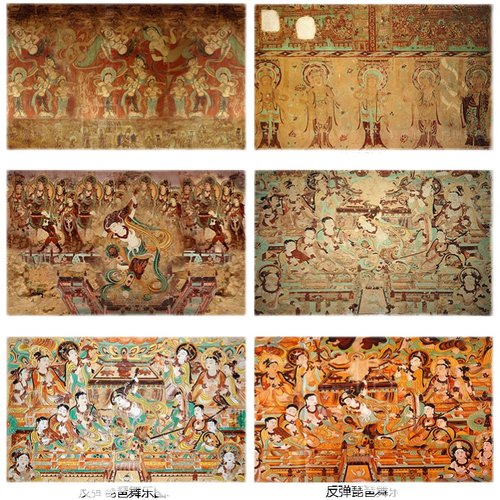 敦煌壁画墙纸国潮飞天仕女伎乐祥云佛堂壁纸汉服拍摄背景定制壁布