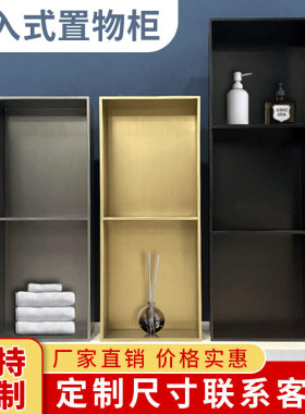 不锈钢壁龛柜嵌入式无缝一体隔板淋浴房室卫生间金属电视成品定制