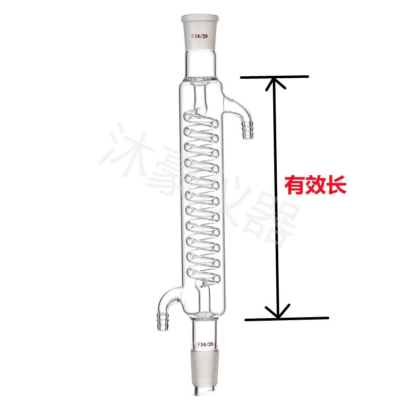 玻璃仪器冷凝管蒸馏直形球形蛇形空气200/300/400/500/60mm实验室