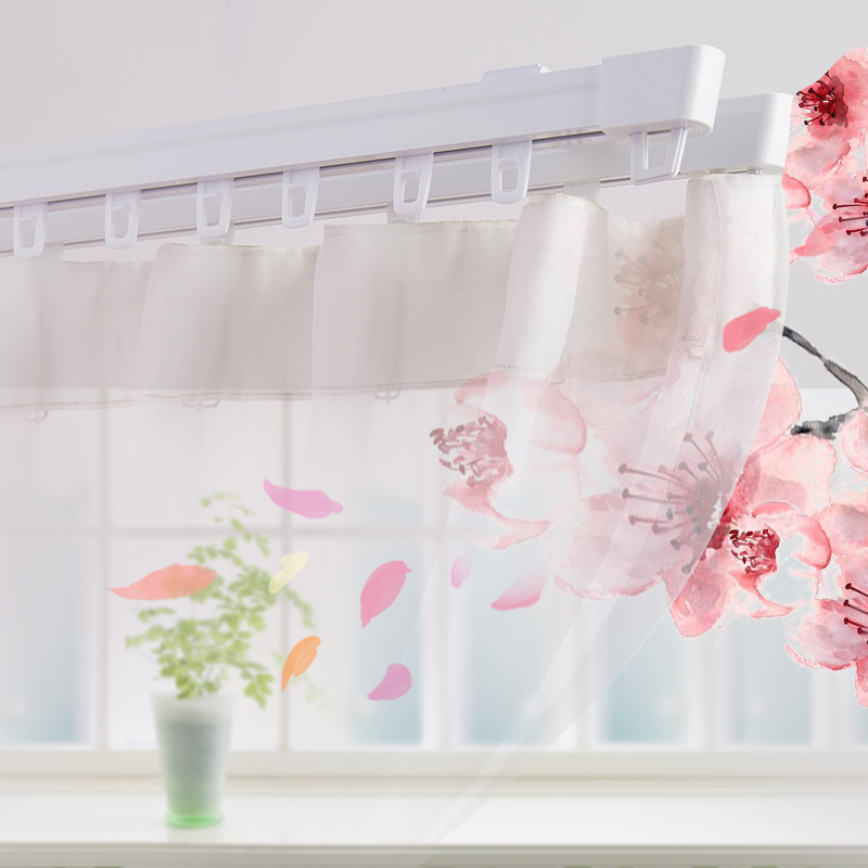 文信V3简约铝合金窗帘轨道滑轮顶装双轨直轨静音单轨滑道侧装导轨