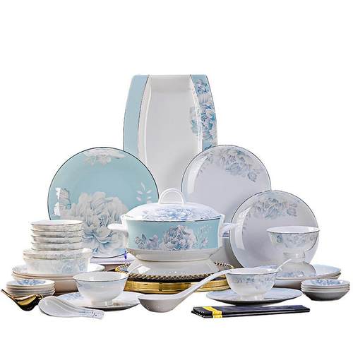 碗碟套装家用景德镇陶瓷碗具套装骨瓷餐具欧式盘子碗全套礼品