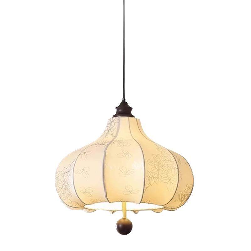 中古餐厅印花布艺吊灯法式房间复古胡桃实木卧室书房衣帽间栗子灯,家装灯饰光源,智能吊灯,淘宝优惠券,粉丝福利购,淘宝优惠卷