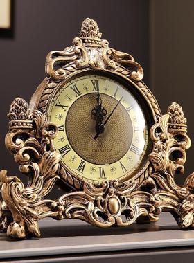 座钟客厅家用台式钟表欧式时钟摆件中式麋鹿复古美式时尚高端大气