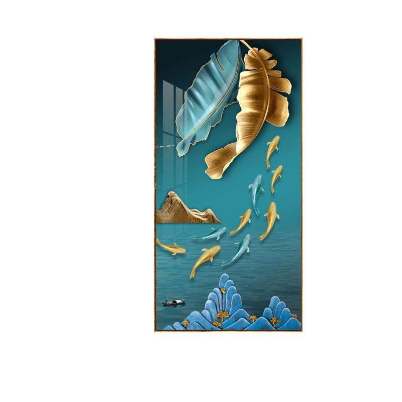鱼图玄关画入户画客厅挂画现代轻奢装饰画大气竖版走廊过道壁画,家居饰品,现代装饰画,淘宝优惠券,粉丝福利购,淘宝优惠卷