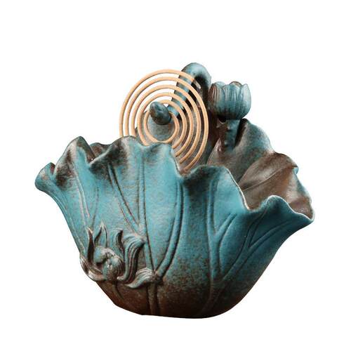 残荷听雨陶瓷香炉家用室内盘香线香蚊香倒流香通用中式古风香炉