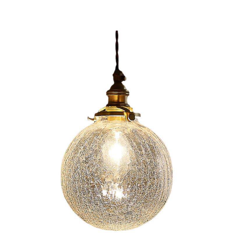 日式复古黄铜玻璃吊灯单头北欧ins极简民宿餐厅灯卧室床头小吊灯