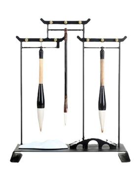 现代新中式禅意毛笔架摆件创意样板间书房办公桌书桌软装饰品摆设