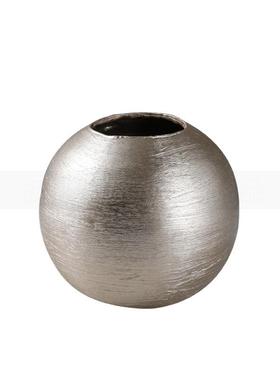 现代简约拉丝轻奢圆形树脂花瓶干花插花器北欧家居客厅软装摆件