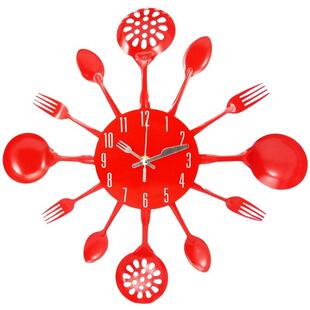 零售时尚简约挂钟卧室客厅静音刀叉钟现代立体石英墙贴钟