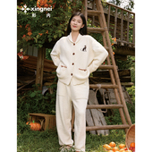 冬季 2024年新款 保暖家居服 青果领加绒半边绒秋冬款 形内睡衣女套装