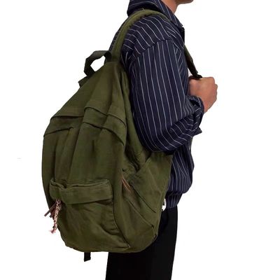 美式复古Vintage军绿OG107双肩包水洗做旧帆布包户外包旅行包男女