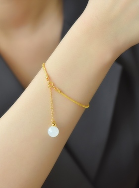 s925银镶和田玉10厘珠子手链