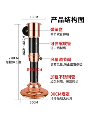 烤肉火锅店排风系统排烟设备伸缩商用吸烟罩抽烟机韩式烧烤排烟管