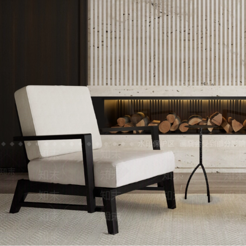 现代新中式酒店会所会议室会客接待单人沙发办公室休息桌椅贵宾椅