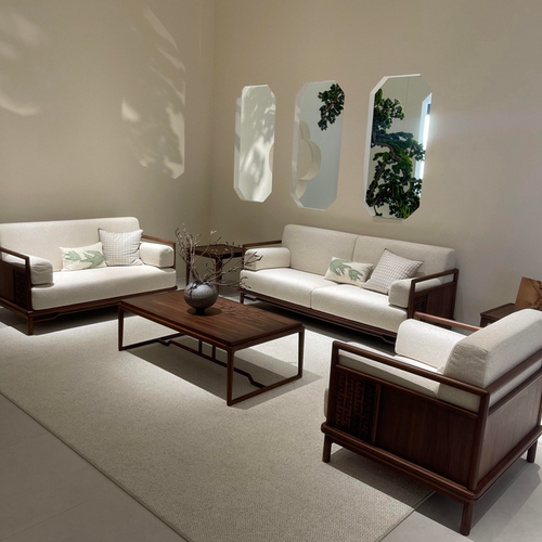 新中式实木沙发北美黑胡桃木