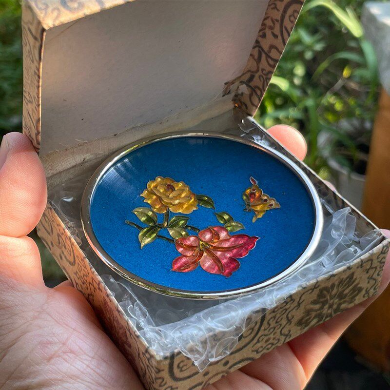老景泰蓝银晶蓝茶碟杯托茶道用品老京珐牌铜X胎掐银丝收藏