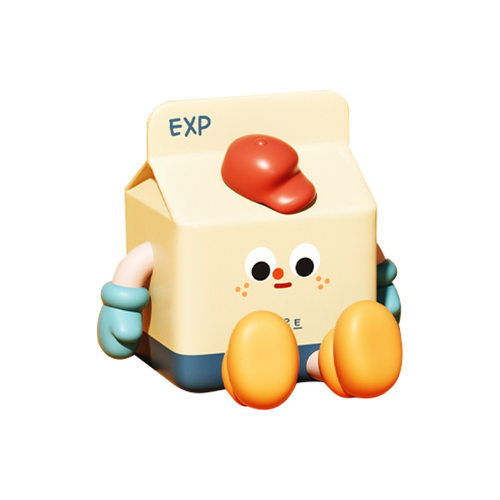 桌面装饰摆饰治癒系卡通风七夕情B人节日送女朋友礼物牛奶盒小夜