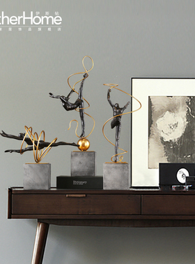 美式复古做旧铁艺树脂摆件t 芭蕾舞女孩家居装饰品酒店样板间摆设