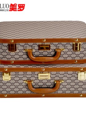 软装饰品摆件皮质手提箱样板房收纳箱儿童M房女孩房装饰箱摄影道