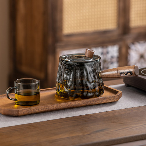 木把煮茶壶侧把煮茶器黑晶炉家用套装加厚耐O高温带过滤泡茶壶茶