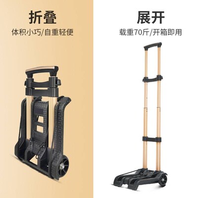 折叠小拉车买菜车购物拖车小B推车二轮拉车可放进背包的车
