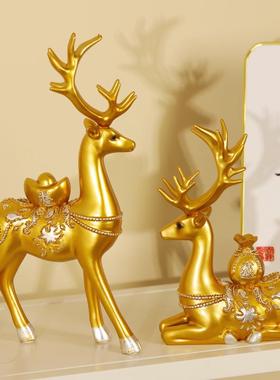 现代欧式金色福鹿酒柜房间办公室创意客厅摆件家居装饰葫芦工艺品