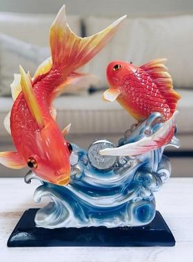 年年有鱼树脂工艺品招财摆件乔迁新居办公客厅开业新房玄关装饰品